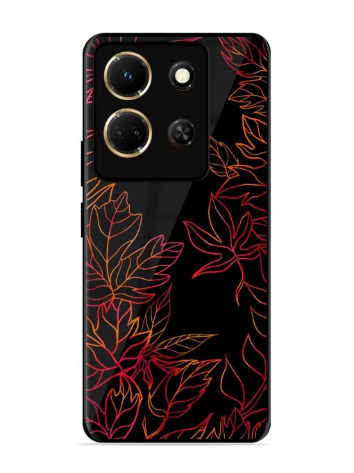 Red Floral Pattern Glossy Metal Phone Cover for Infinix Note 30 (5G)