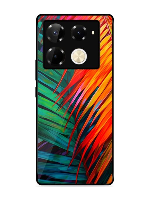 Painted Tropical Leaves Glossy Metal Phone Cover for Infinix Note 40 Pro (5G) Zapvi