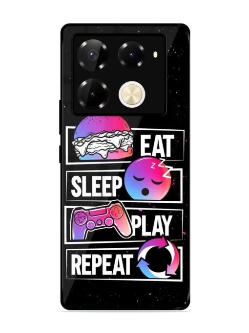 Eat Sleep Play Repeat Glossy Metal Phone Cover for Infinix Note 40 Pro (5G) Zapvi