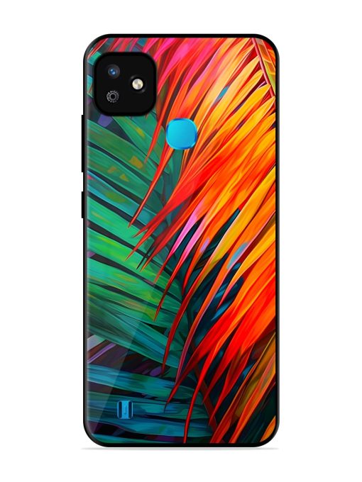 Painted Tropical Leaves Glossy Metal Phone Cover for Infinix Smart Hd (2021)