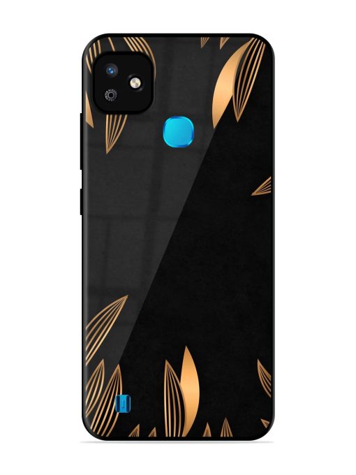 Golden Leaf Pattern Glossy Metal Phone Cover for Infinix Smart Hd (2021)