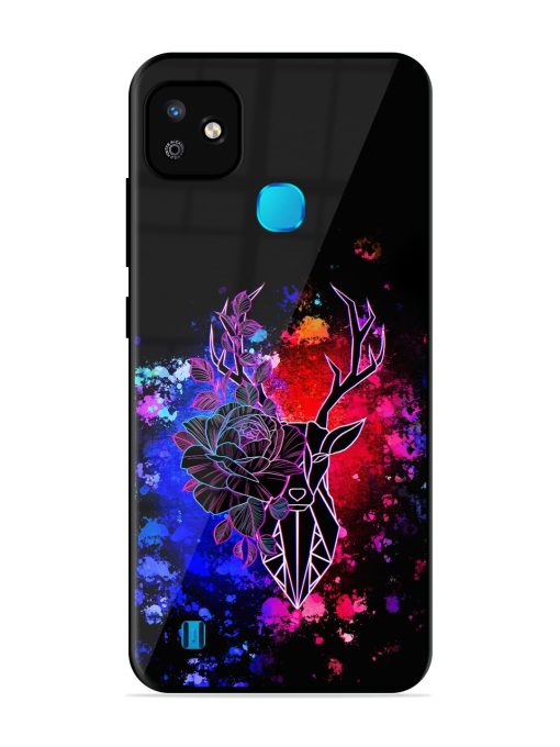 Floral Deer Art Glossy Metal Phone Cover for Infinix Smart Hd (2021)