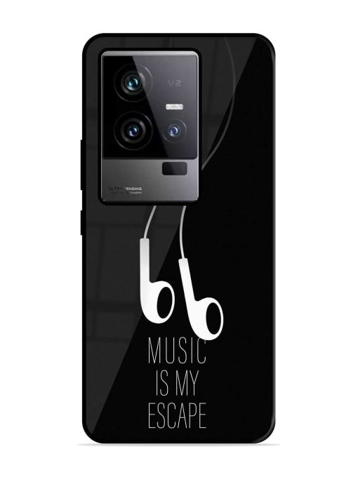 Music Is My Escape Glossy Metal Phone Cover for Iqoo 11 (5G) Zapvi