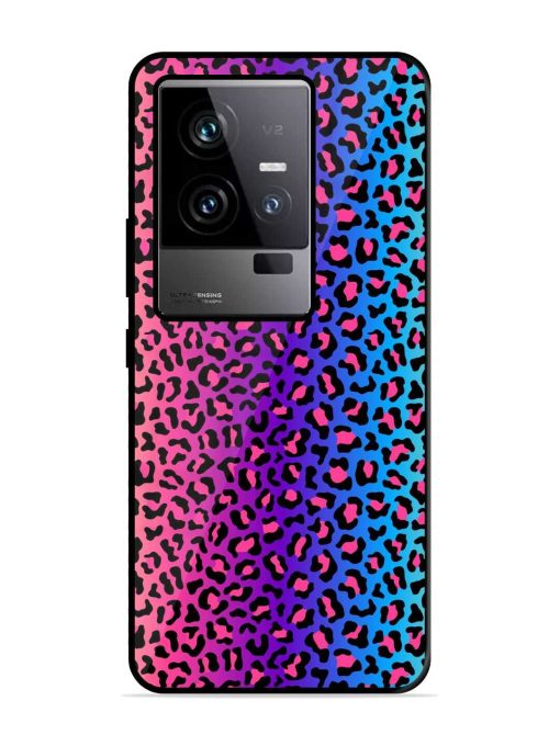 Colorful Leopard Seamless Glossy Metal Phone Cover for Iqoo 11 (5G) Zapvi