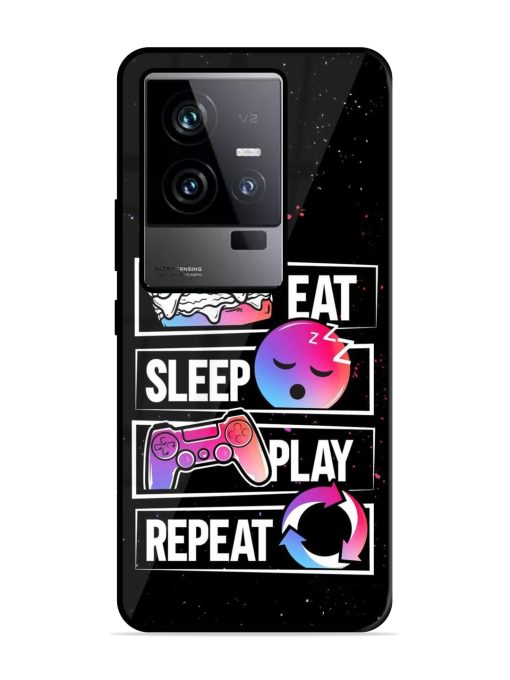 Eat Sleep Play Repeat Glossy Metal Phone Cover for Iqoo 11 (5G) Zapvi