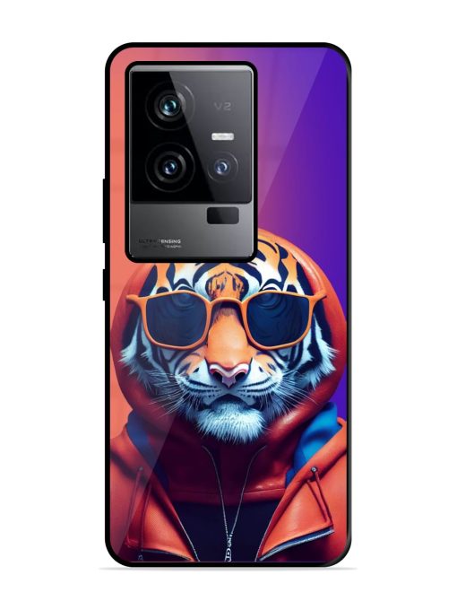 Tiger Animation Glossy Metal Phone Cover for Iqoo 11 (5G) Zapvi