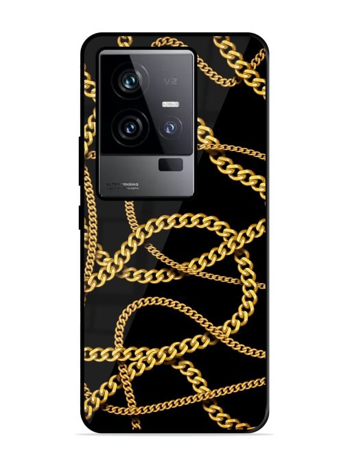 Decorative Golde Chain Glossy Metal Phone Cover for Iqoo 11 (5G) Zapvi