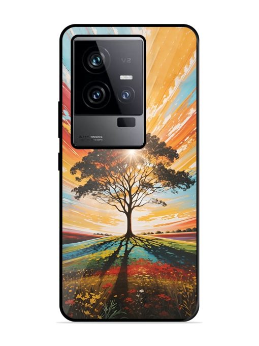 Abstract Tree Colorful Art Glossy Metal Phone Cover for Iqoo 11 (5G) Zapvi