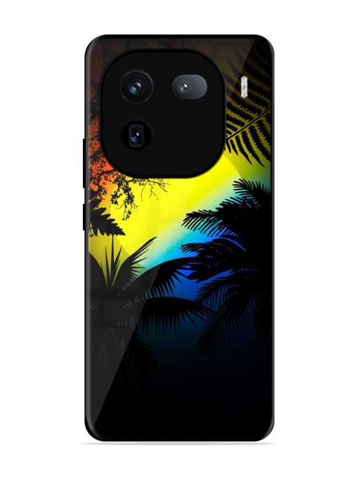 Colorful Sunset With Palm Trees Glossy Metal Phone Cover for Iqoo 12 (5G) Zapvi