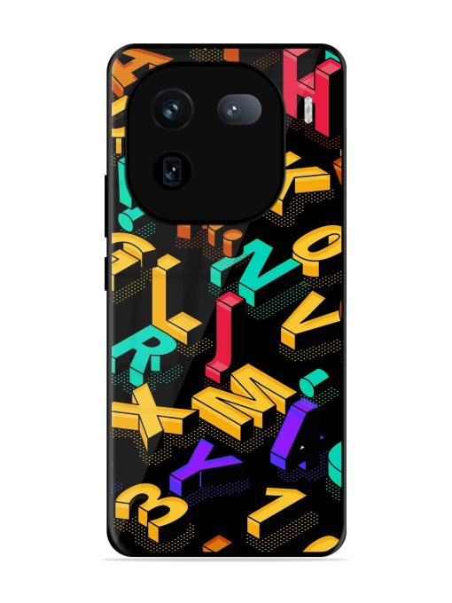 Seamless Pattern With Letters Glossy Metal Phone Cover for Iqoo 12 (5G) Zapvi