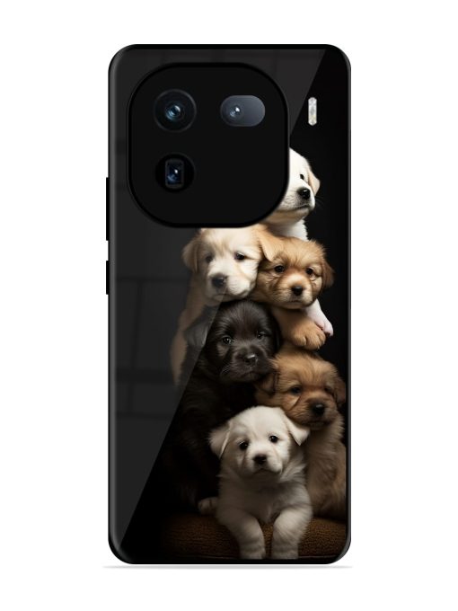 Cute Baby Dogs Glossy Metal Phone Cover for Iqoo 12 (5G)