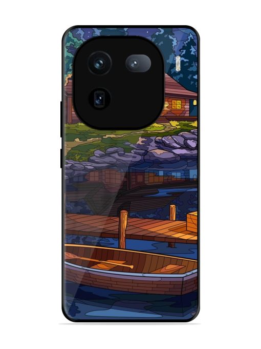 Village Night Scene Glossy Metal Phone Cover for Iqoo 12 (5G)