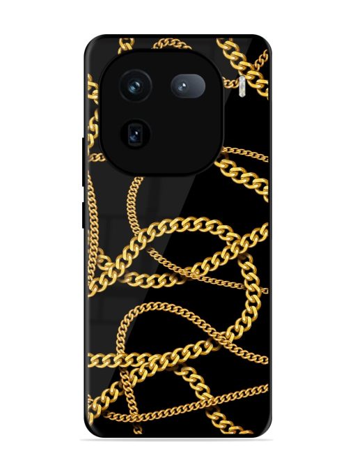 Decorative Golde Chain Glossy Metal Phone Cover for Iqoo 12 (5G) Zapvi