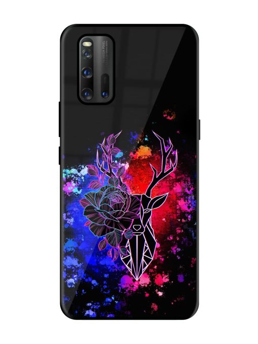 Floral Deer Art Glossy Metal Phone Cover for Iqoo 3