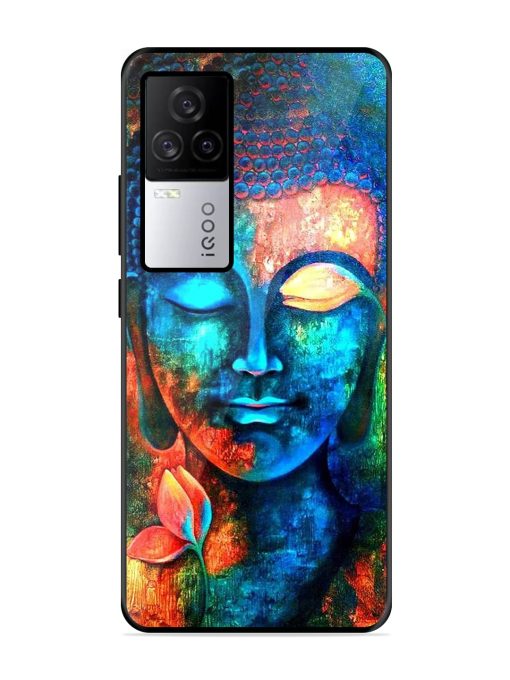 Buddha Painting Glossy Metal Phone Cover for Iqoo 7 Legend (5G)