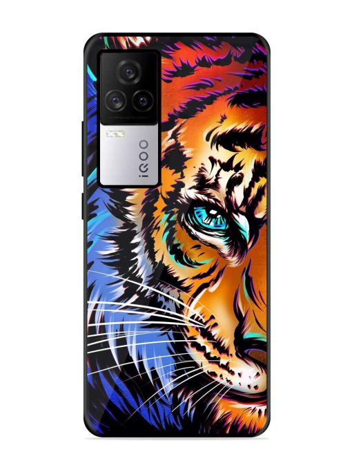 Colorful Lion Art Glossy Metal Phone Cover for Iqoo 7 Legend (5G) Zapvi