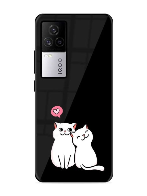 Cat Love Glossy Metal Phone Cover for Iqoo 7 Legend (5G) Zapvi