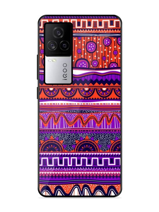 Ethnic Seamless Pattern Glossy Metal TPU Phone Cover for Iqoo 7 Legend (5G) Zapvi