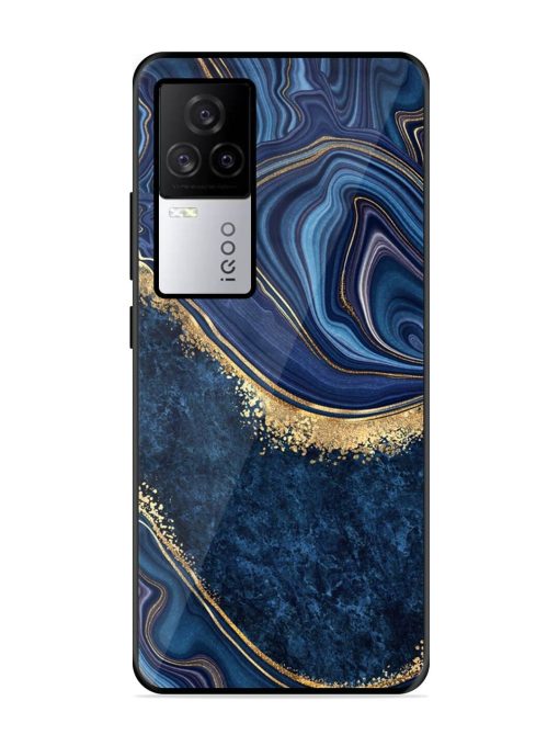 Abstract Background Blue Glossy Metal TPU Phone Cover for Iqoo 7 Legend (5G) Zapvi