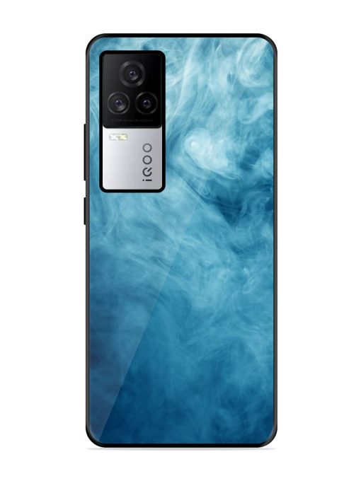 Blue Smoke Art Glossy Metal Phone Cover for Iqoo 7 Legend (5G) Zapvi