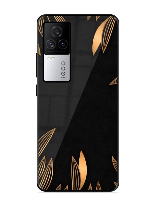 Golden Leaf Pattern Glossy Metal Phone Cover for Iqoo 7 Legend (5G) Zapvi