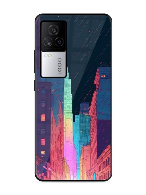 Minimal City Art Glossy Metal Phone Cover for Iqoo 7 Legend (5G) Zapvi