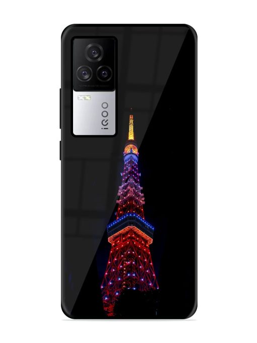 Eiffel Tower Night View Glossy Metal Phone Cover for Iqoo 7 Legend (5G) Zapvi