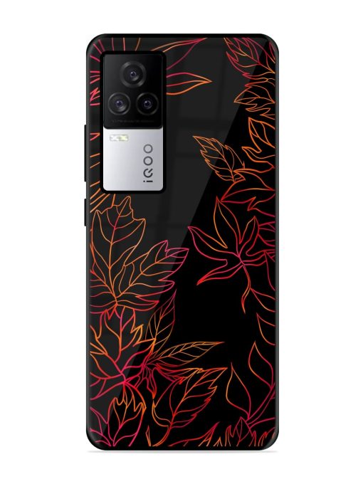 Red Floral Pattern Glossy Metal Phone Cover for Iqoo 7 Legend (5G) Zapvi