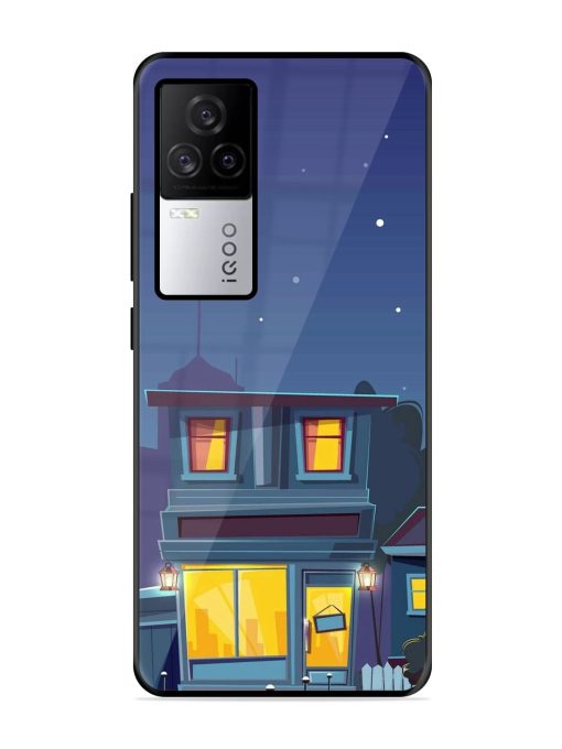 Vector Night House Glossy Metal Phone Cover for Iqoo 7 Legend (5G)