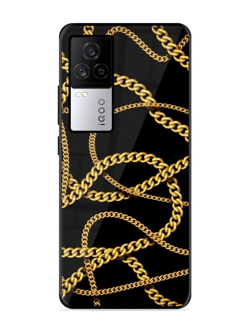 Decorative Golde Chain Glossy Metal Phone Cover for Iqoo 7 Legend (5G) Zapvi