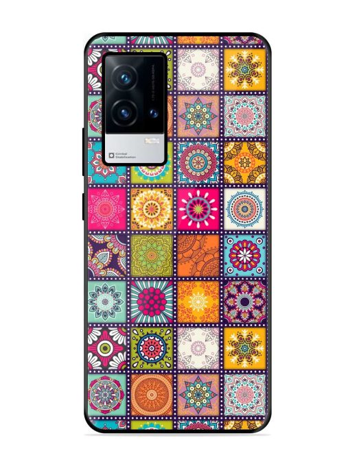 Seamless Pattern Vintage Glossy Metal Phone Cover for Iqoo 8 Zapvi