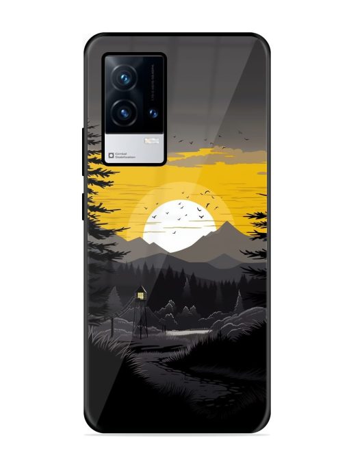 Sunset Vector Glossy Metal Phone Cover for Iqoo 8 Zapvi