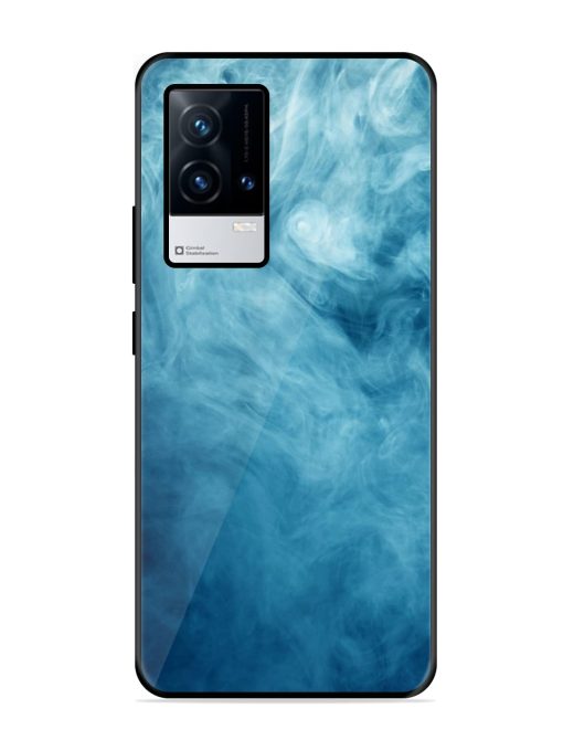 Blue Smoke Art Glossy Metal Phone Cover for Iqoo 8 Zapvi