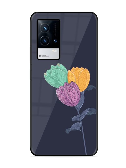 Flower Vector Glossy Metal Phone Cover for Iqoo 8 Zapvi