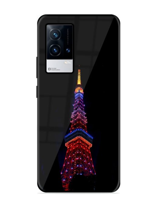 Eiffel Tower Night View Glossy Metal Phone Cover for Iqoo 8 Zapvi