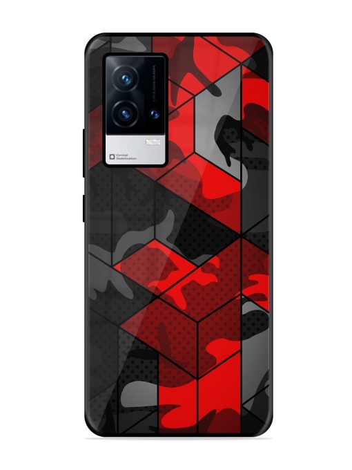 Royal Red Camouflage Pattern Glossy Metal Phone Cover for Iqoo 8 Zapvi