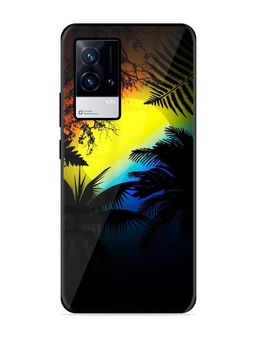 Colorful Sunset With Palm Trees Glossy Metal Phone Cover for Iqoo 8 Zapvi