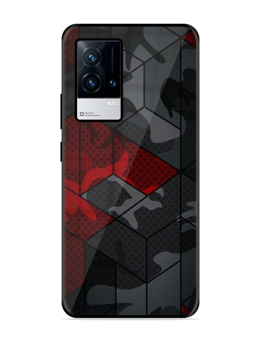 Red And Grey Pattern Glossy Metal Phone Cover for Iqoo 8 Zapvi