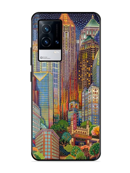 Cityscapes Art Glossy Metal Phone Cover for Iqoo 8 Zapvi