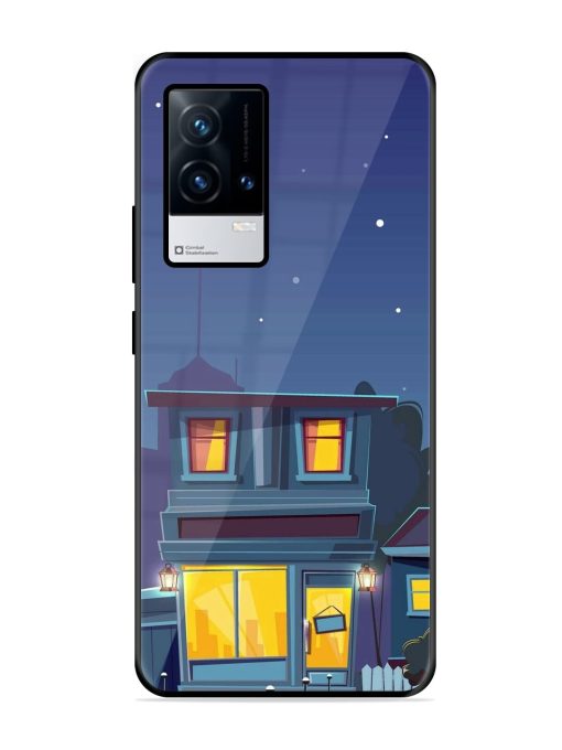 Vector Night House Glossy Metal Phone Cover for Iqoo 8 Zapvi