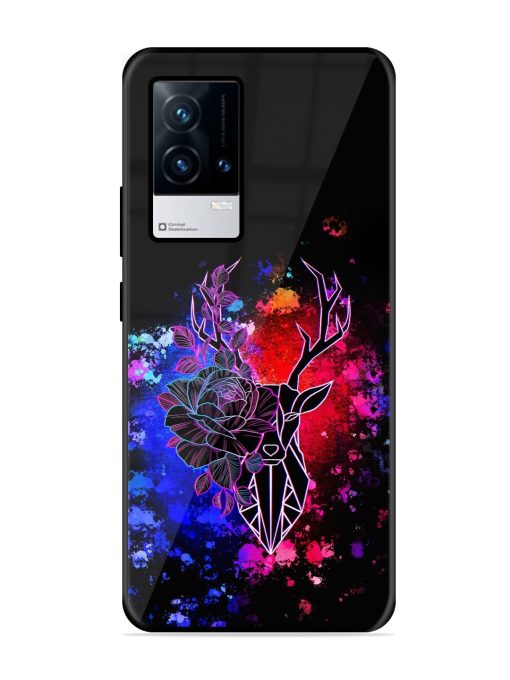 Floral Deer Art Glossy Metal Phone Cover for Iqoo 8 Zapvi