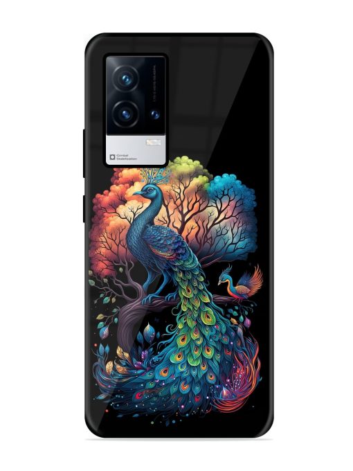 Peacock Tree Art Glossy Metal Phone Cover for Iqoo 8