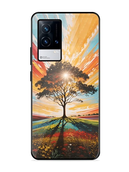 Abstract Tree Colorful Art Glossy Metal Phone Cover for Iqoo 8 Zapvi