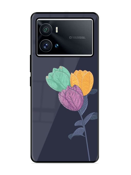 Flower Vector Glossy Metal Phone Cover for Iqoo 9 Pro