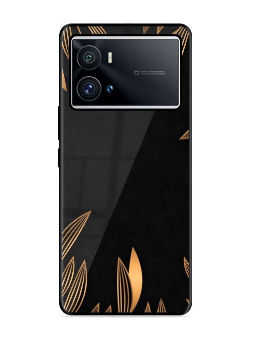 Golden Leaf Pattern Glossy Metal Phone Cover for Iqoo 9 Pro