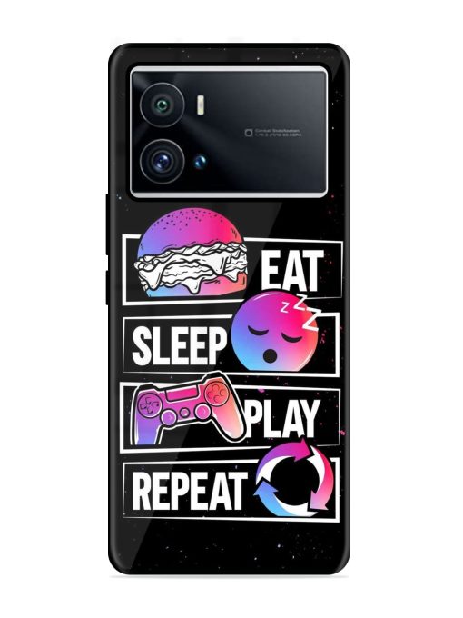 Eat Sleep Play Repeat Glossy Metal Phone Cover for Iqoo 9 Pro Zapvi