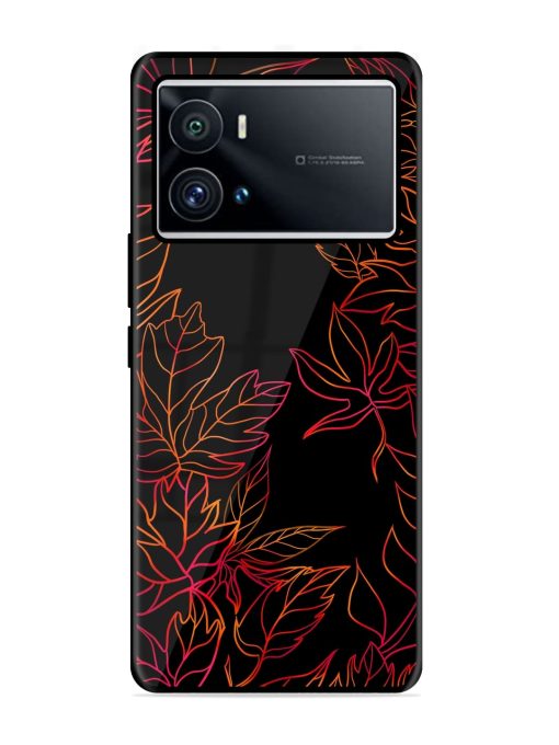 Red Floral Pattern Glossy Metal Phone Cover for Iqoo 9 Pro