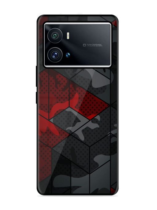 Red And Grey Pattern Glossy Metal Phone Cover for Iqoo 9 Pro