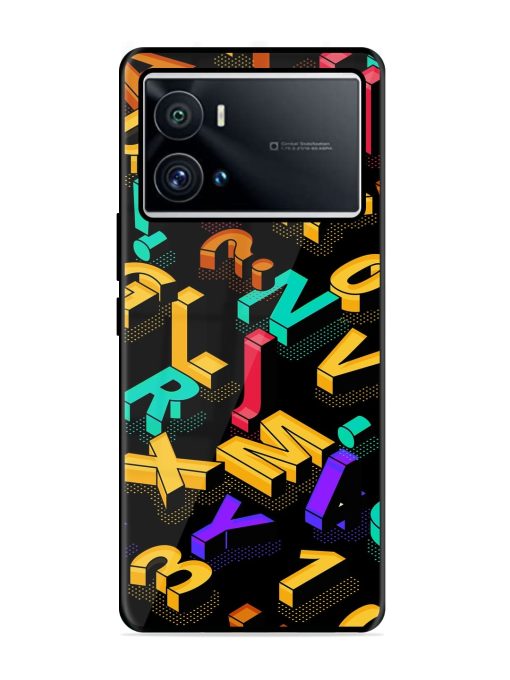 Seamless Pattern With Letters Glossy Metal Phone Cover for Iqoo 9 Pro Zapvi