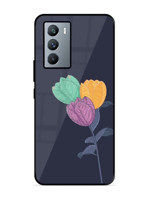 Flower Vector Glossy Metal Phone Cover for Iqoo 9 Se (5G)